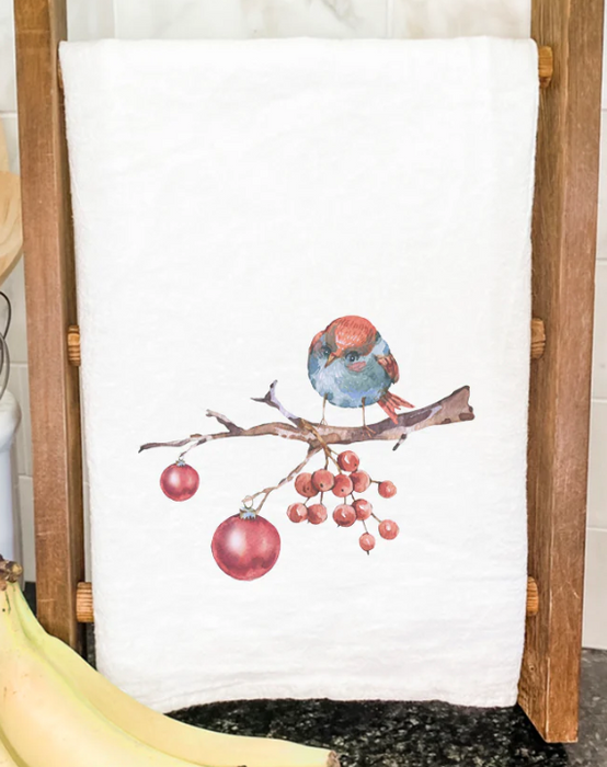 Christmas Branch w/ Bird Tea Towel