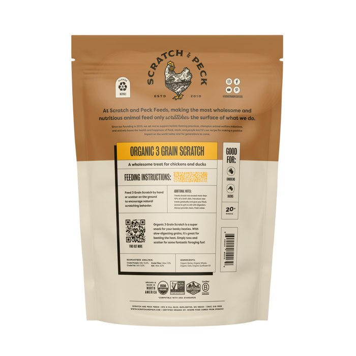 Scratch & Peck 3 Grain Organic Scratch-  10lb