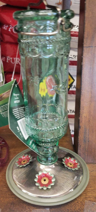 Antique Bottle Glass Hummingbird Feeder